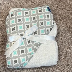 NEW Gray and Teal Hooded Baby Towel